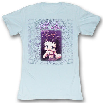 Betty Boop Girls Juniors S/S T-Shirt - Boop Soap - Heather Light Blue Heather