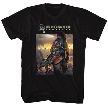 Bionic Commando Mens S/S T-Shirt - The World Burn - Solid Black