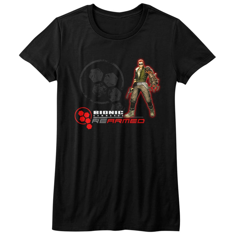 Bionic Commando Girls Juniors S/S T-Shirt - Rearmed - Solid Black