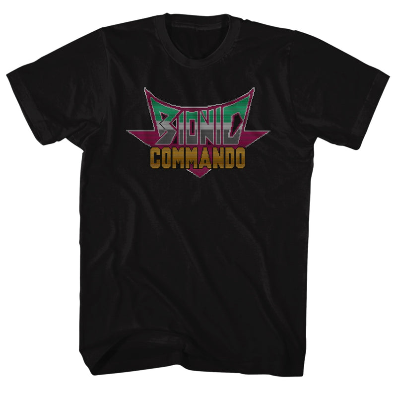 Bionic Commando Mens S/S T-Shirt - Pixel Logo - Solid Black