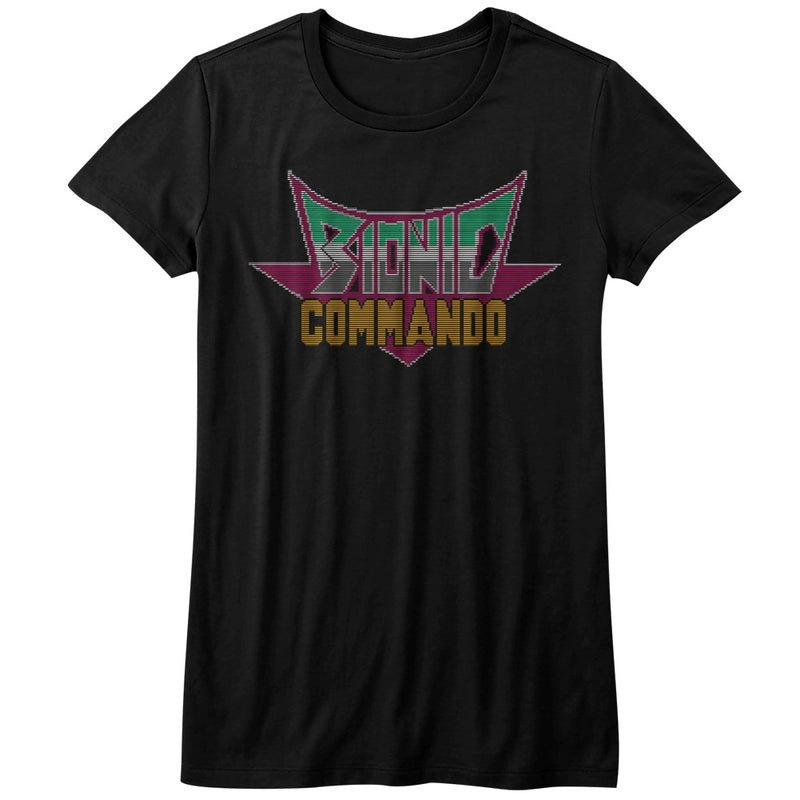 Bionic Commando Girls Juniors S/S T-Shirt - Pixel Logo - Solid Black