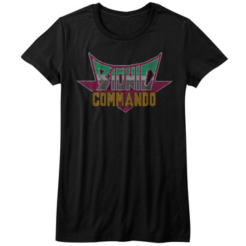 Bionic Commando Girls Juniors S/S T-Shirt - Pixel Logo - Solid Black