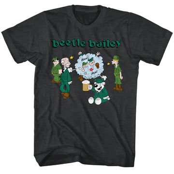 Beetle Bailey Mens S/S T-Shirt - Beetle Brawl - Heather Black Heather