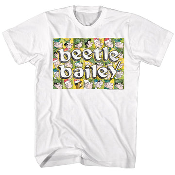 Beetle Bailey Mens S/S T-Shirt - Beetle Squares - Solid White