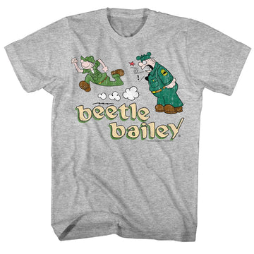 Beetle Bailey Mens S/S T-Shirt - Beetle Run Sarge Yell - Heather Gray Heather