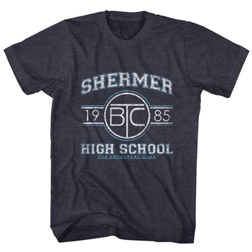 Breakfast Club Mens S/S T-Shirt - Shermer Hs - Heather Navy Heather