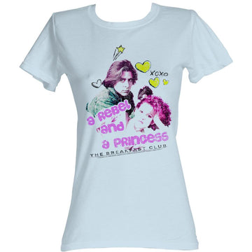 Breakfast Club Girls Juniors S/S T-Shirt - Notebook Couple - Solid Light Blue