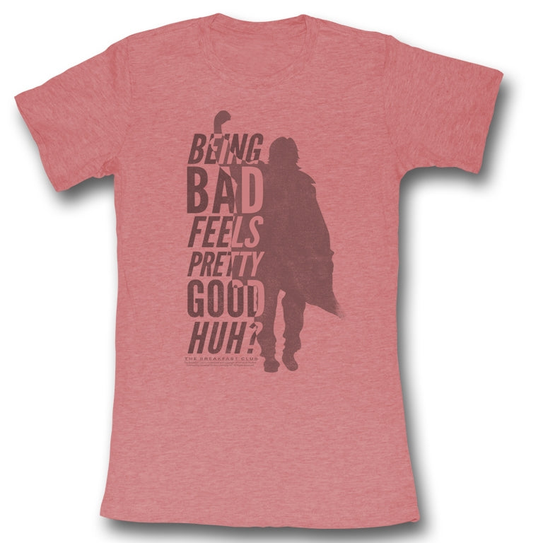 Breakfast Club Girls Juniors S/S T-Shirt - Be Bad - Solid Light Pink