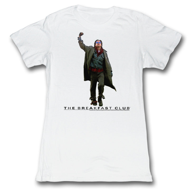Breakfast Club Girls Juniors S/S T-Shirt - Fist Pump Cut Out - Solid White