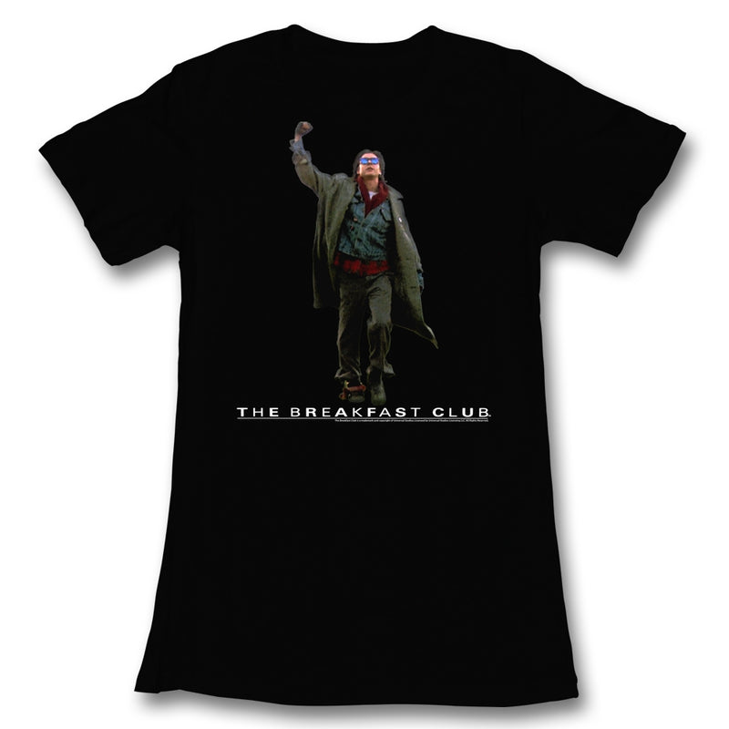 Breakfast Club Girls Juniors S/S T-Shirt - Fist Pump Cut Out - Solid Black
