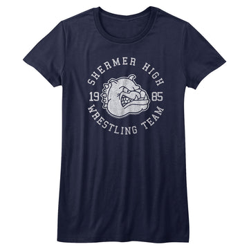 Breakfast Club Girls Juniors S/S T-Shirt - Wrestling Team - Heather Navy Heather