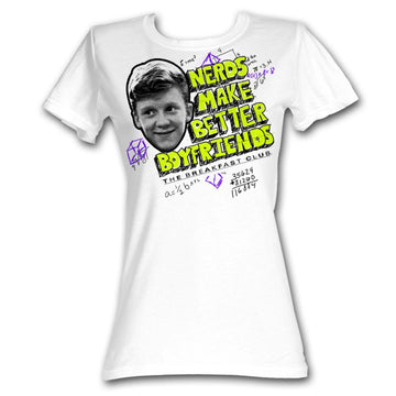 Breakfast Club Girls Juniors S/S T-Shirt - Nerds Are Better - Solid White