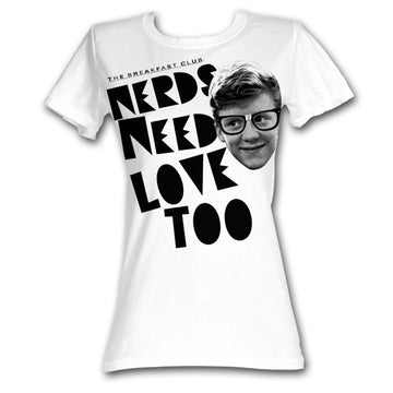 Breakfast Club Girls Juniors S/S T-Shirt - Nerd Love - Solid White