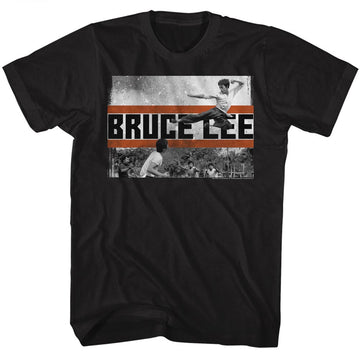 Bruce Lee Mens S/S T-Shirt - Fly Kick - Solid Black