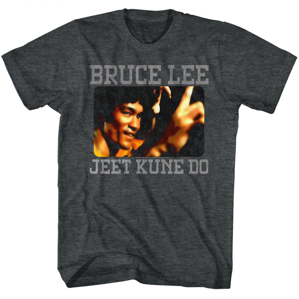 Bruce Lee Mens S/S T-Shirt - Bruce Kune Do - Heather Black Heather