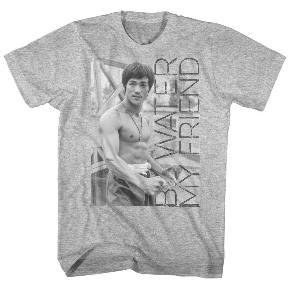 Bruce Lee Mens S/S T-Shirt - Water - Heather Gray Heather