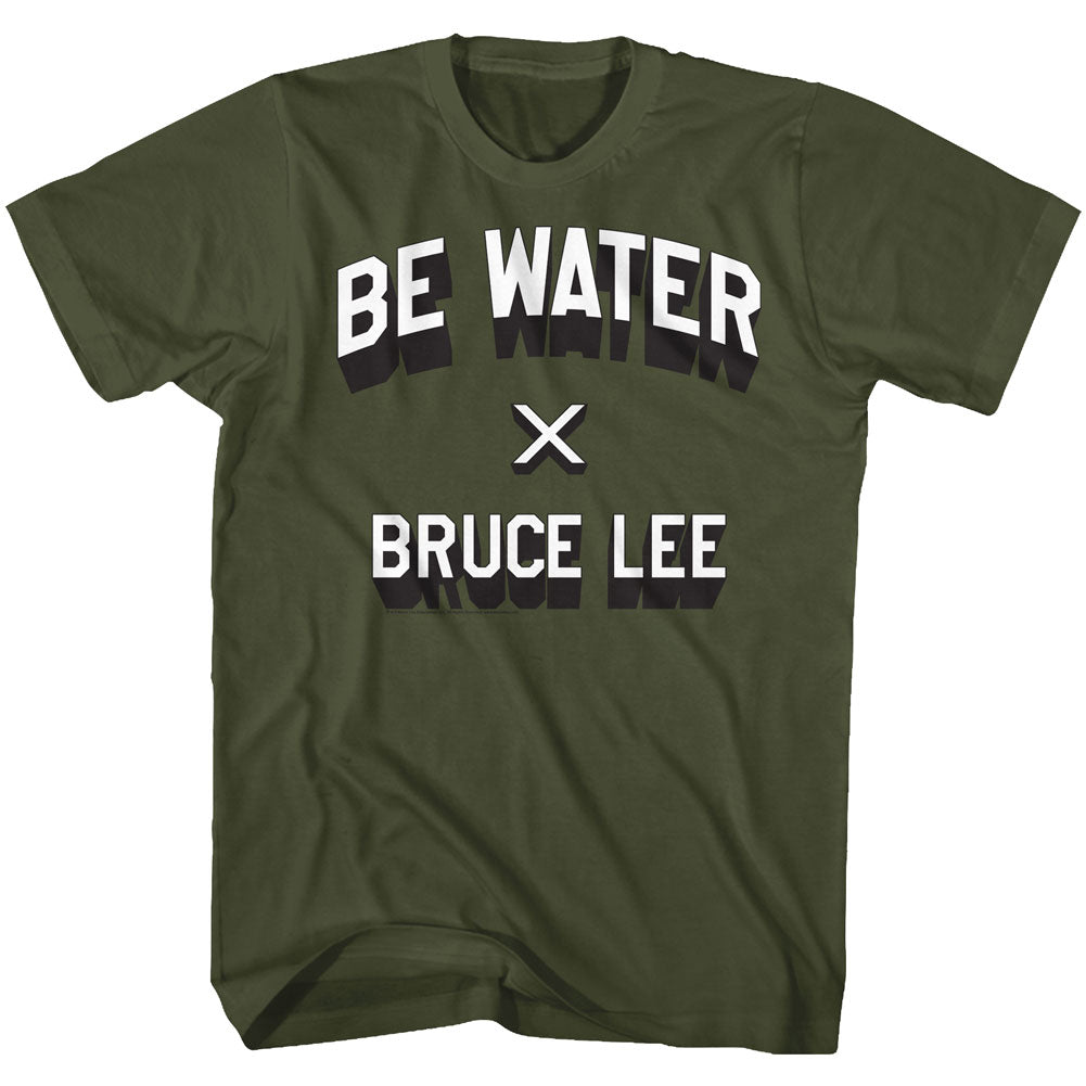 Bruce Lee Mens S/S T-Shirt - Be Water - Solid Military Green