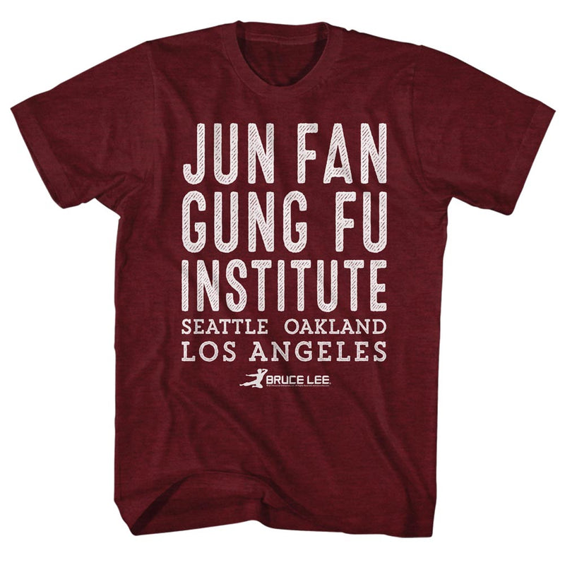Bruce Lee Mens S/S T-Shirt - Simple - Heather Vintage Maroon Heather