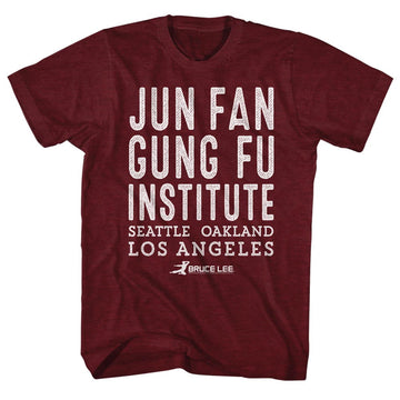 Bruce Lee Mens S/S T-Shirt - Simple - Heather Vintage Maroon Heather