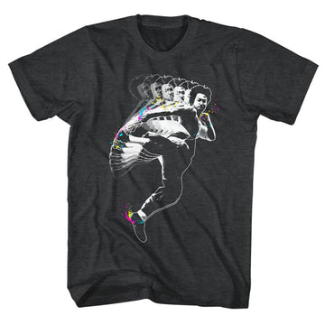 Bruce Lee Mens S/S T-Shirt - Splat Kick - Heather Black Heather