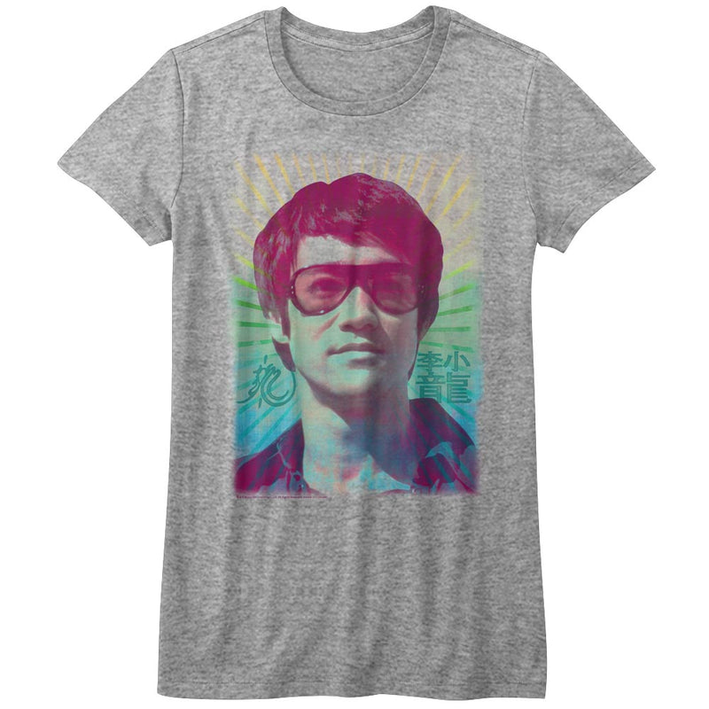 Bruce Lee Girls Juniors S/S T-Shirt - Rainbow - Heather Gray Heather