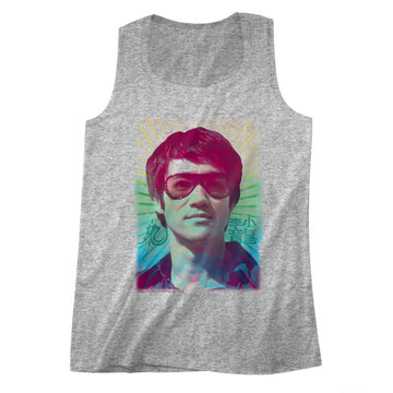 Bruce Lee Mens  Tank - Rainbow - Heather Athletic Gray