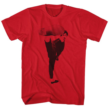 Bruce Lee Mens S/S T-Shirt - Kick! - Solid Red