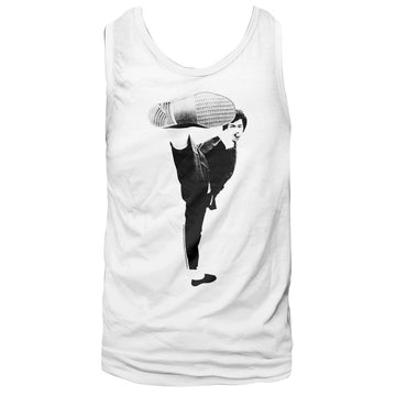 Bruce Lee Mens  Tank - Kick! - Solid White