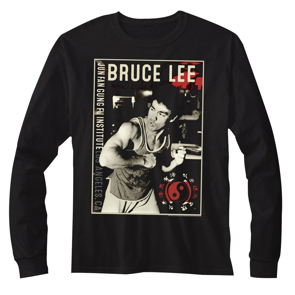 Bruce Lee Mens L/S T-Shirt - Bruce - Solid Black
