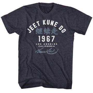 Bruce Lee Mens S/S T-Shirt - Academy '67 - Heather Navy Heather