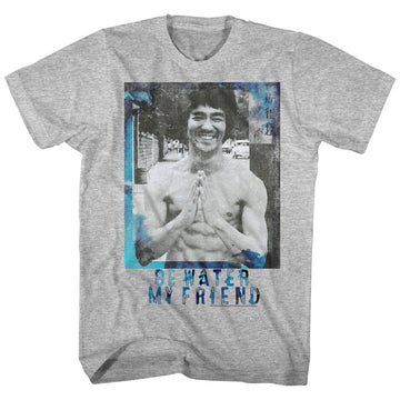 Bruce Lee Mens S/S T-Shirt - Water - Heather Gray Heather