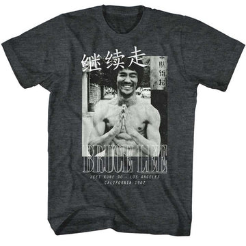 Bruce Lee Mens S/S T-Shirt - Brucelines - Heather Black Heather