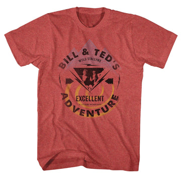 Bill And Ted Mens S/S T-Shirt - Bill & Ted Bolt - Heather Red Heather