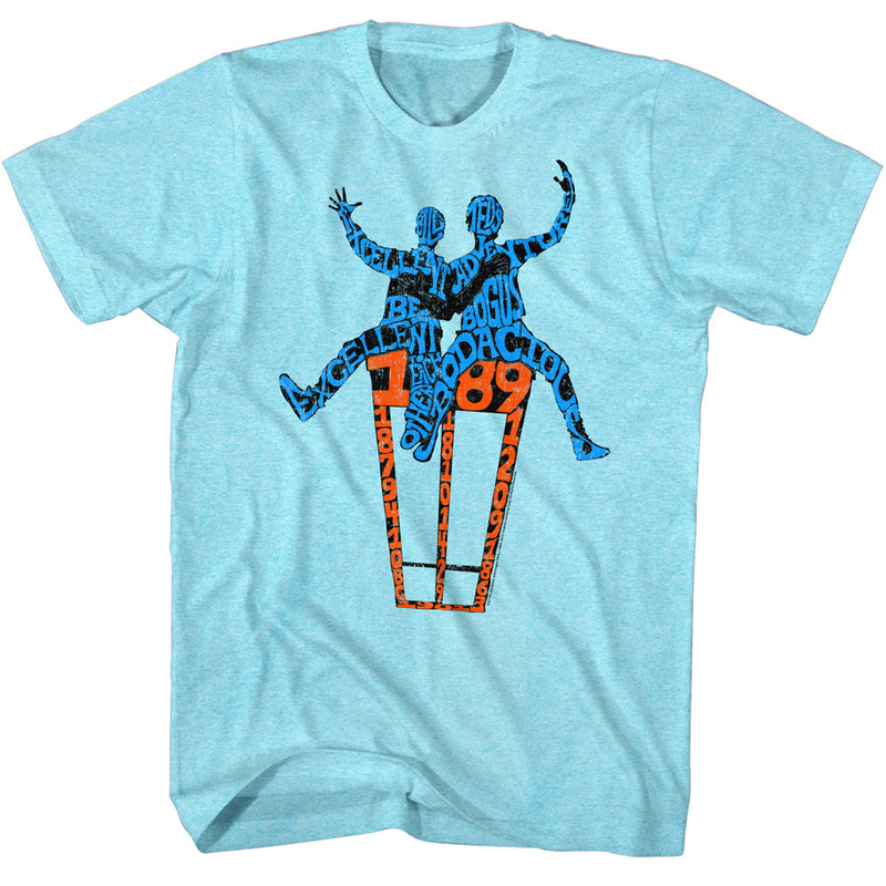 Bill And Ted Mens S/S T-Shirt - Words On A Shirt - Heather Light Blue Heather