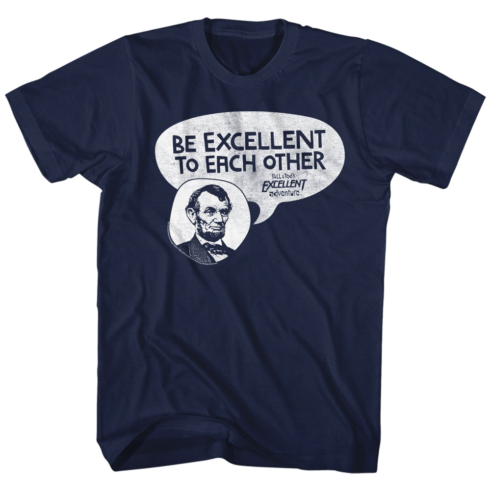 Bill And Ted Mens S/S T-Shirt - Excellentabe - Solid Navy