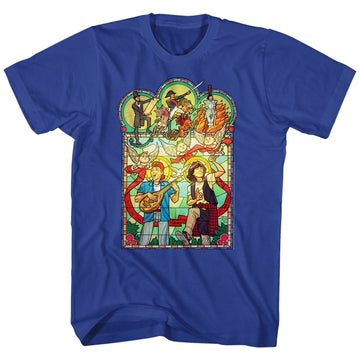 Bill And Ted Mens S/S T-Shirt - Stained Glass - Solid Royal