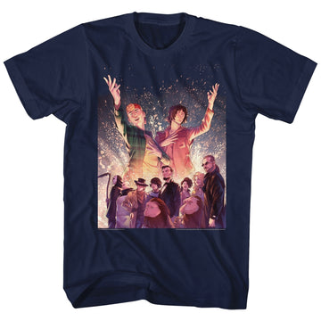 Bill And Ted Mens S/S T-Shirt - Sparkle - Solid Navy