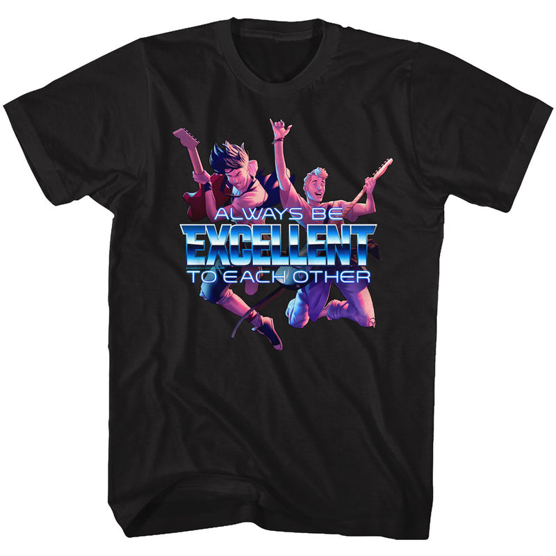 Bill And Ted Mens S/S T-Shirt - Always Excellent - Solid Black