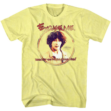 Bill And Ted Mens S/S T-Shirt - Excuse Me - Heather Yellow Heather