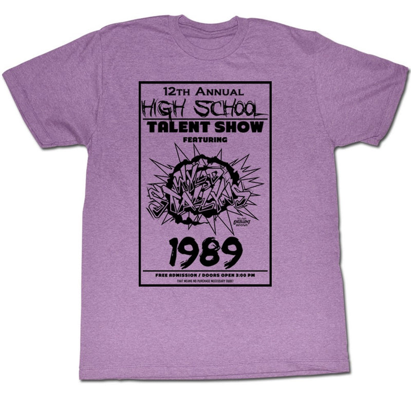 Bill And Ted Mens S/S T-Shirt - The Talent Show - Heather Neon Purple Heather