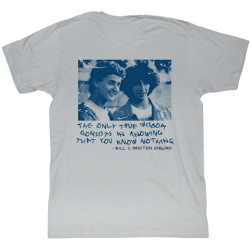 Bill And Ted Mens S/S T-Shirt - Knowing Nothing Halftone - Solid Silver