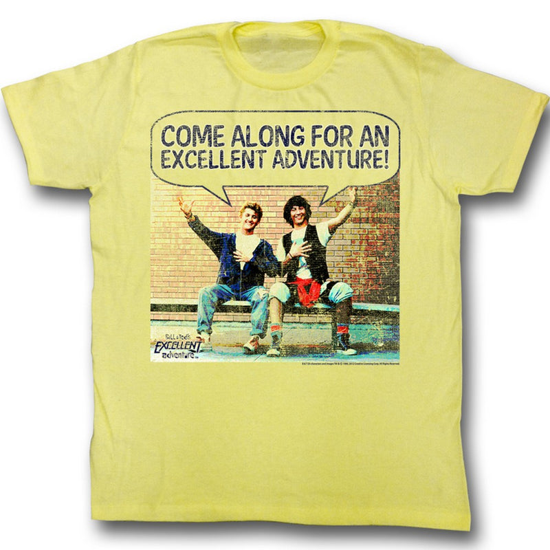 Bill And Ted Mens S/S T-Shirt - Come Along - Heather Yellow Heather