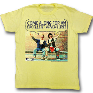 Bill And Ted Mens S/S T-Shirt - Come Along - Heather Yellow Heather