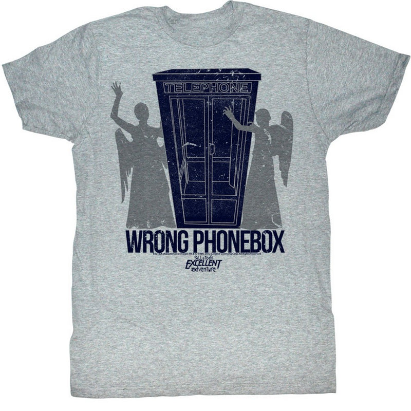 Bill And Ted Mens S/S T-Shirt - Wrong Phonebox - Heather Gray Heather