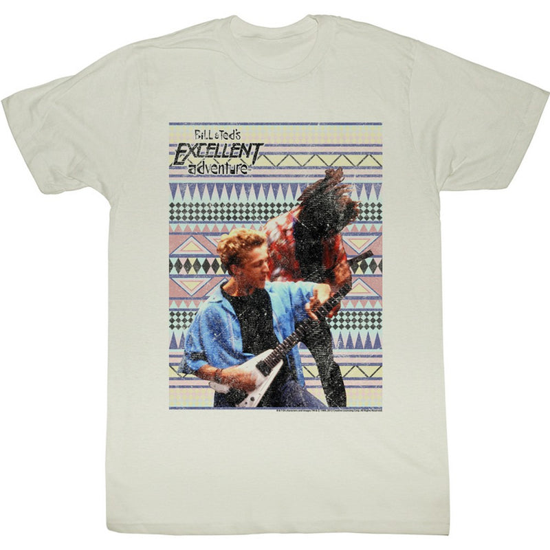 Bill And Ted Mens S/S T-Shirt - Rockin Out - Solid Natural