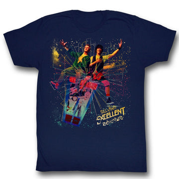 Bill And Ted Mens S/S T-Shirt - Space - Solid Navy