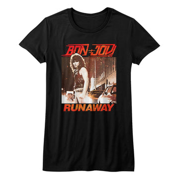 Bon Jovi Girls Juniors S/S T-Shirt - Runaway - Solid Black