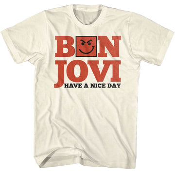 Bon Jovi Mens S/S T-Shirt - Have A Nice Day - Solid Natural