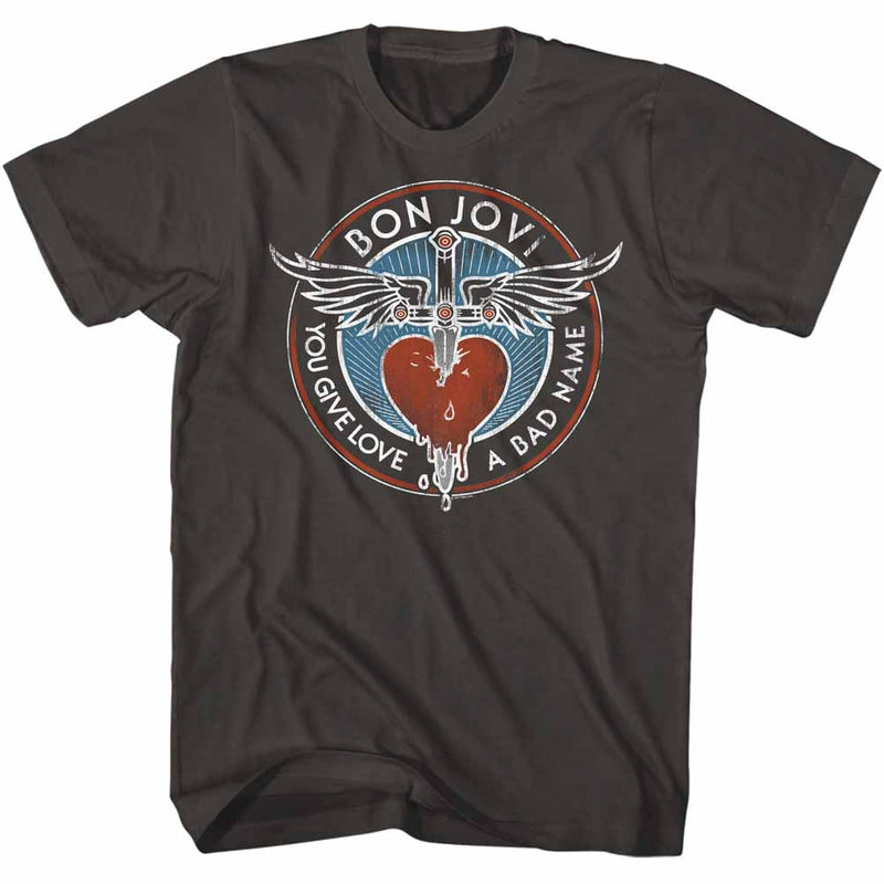 Bon Jovi Mens S/S T-Shirt - Badname - Solid Smoke
