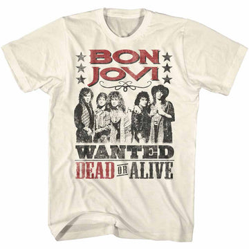 Bon Jovi Mens S/S T-Shirt - Dead Or Alive - Solid Natural
